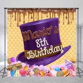 Lofaris Custom Purple Hat Candy Land 8th Birthday Backdrop